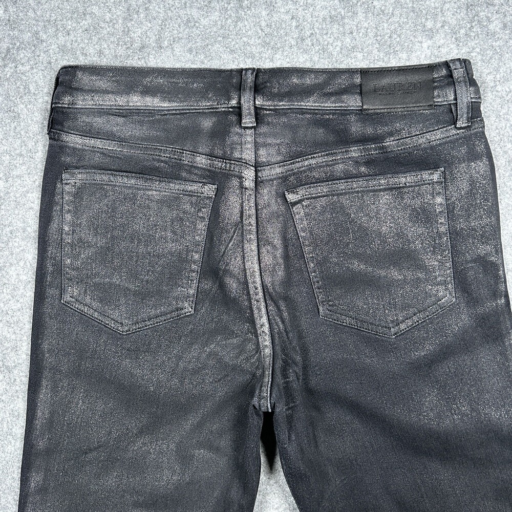 Lauren Ralph Lauren Jeans Womens Size 6 30x29 Black Classic Skinny Waxed - Picture 15 of 16